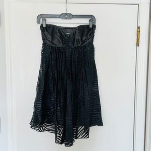 Black Metallic Zebra Stripe Art Deco Futuristic Babydoll Strapless Express Dress